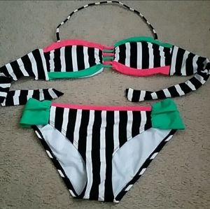 Raisins TWO PIECE HALTER/STRAPLESS Striped BIKINI